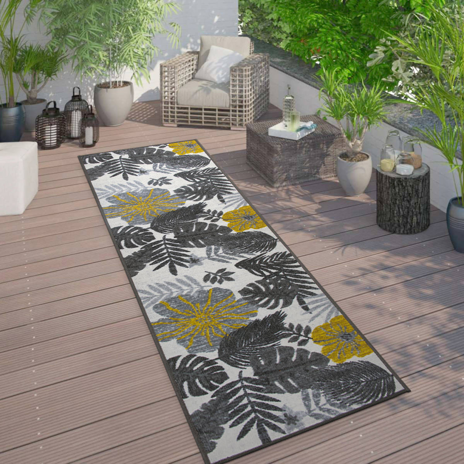 Rugshop Outdoor Carpet Rug Tropical Floral Leaves Indoor Outdoor Rugs Patio Rugs - Picture 5 of 29