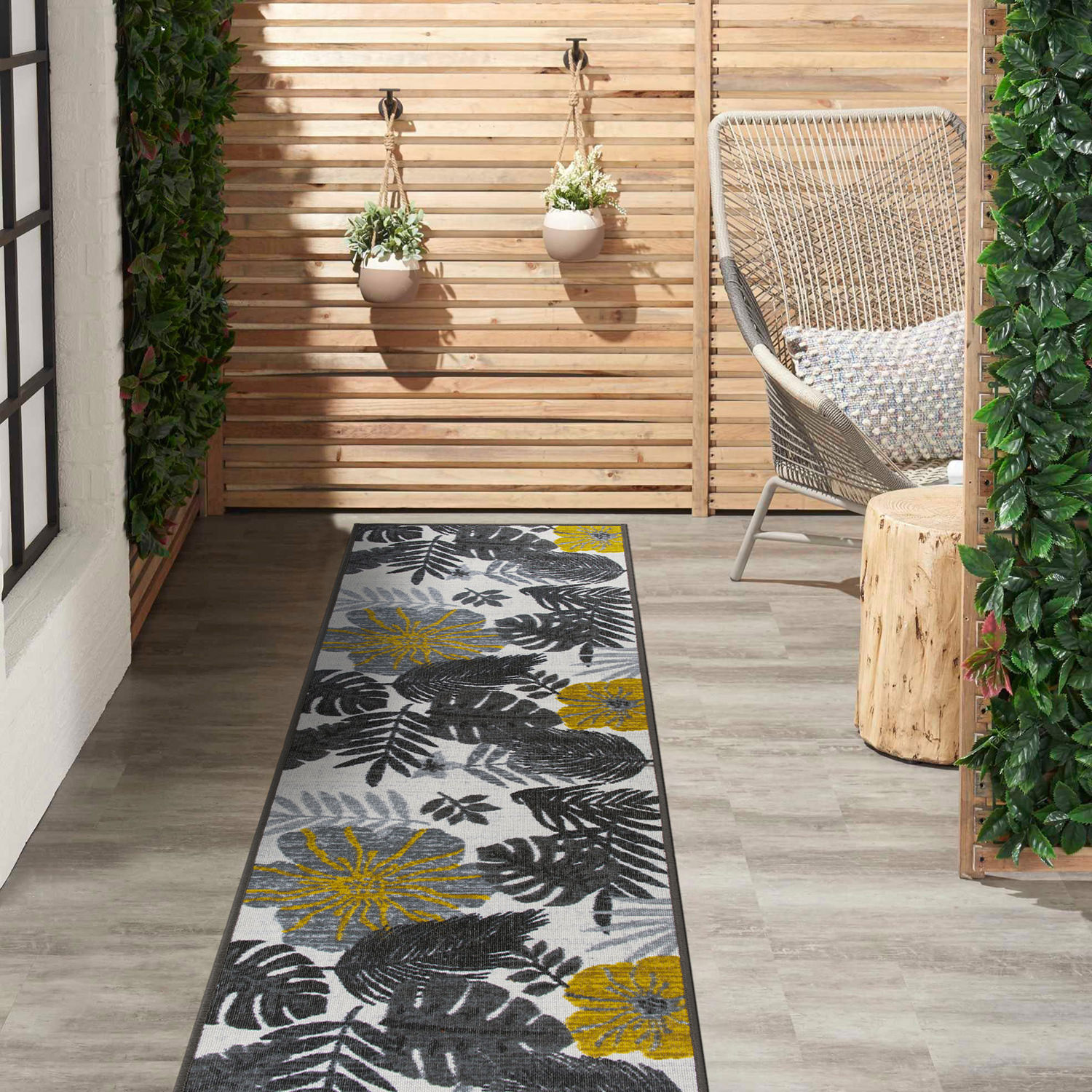 Rugshop Outdoor Carpet Rug Tropical Floral Leaves Indoor Outdoor Rugs Patio Rugs - Picture 9 of 29