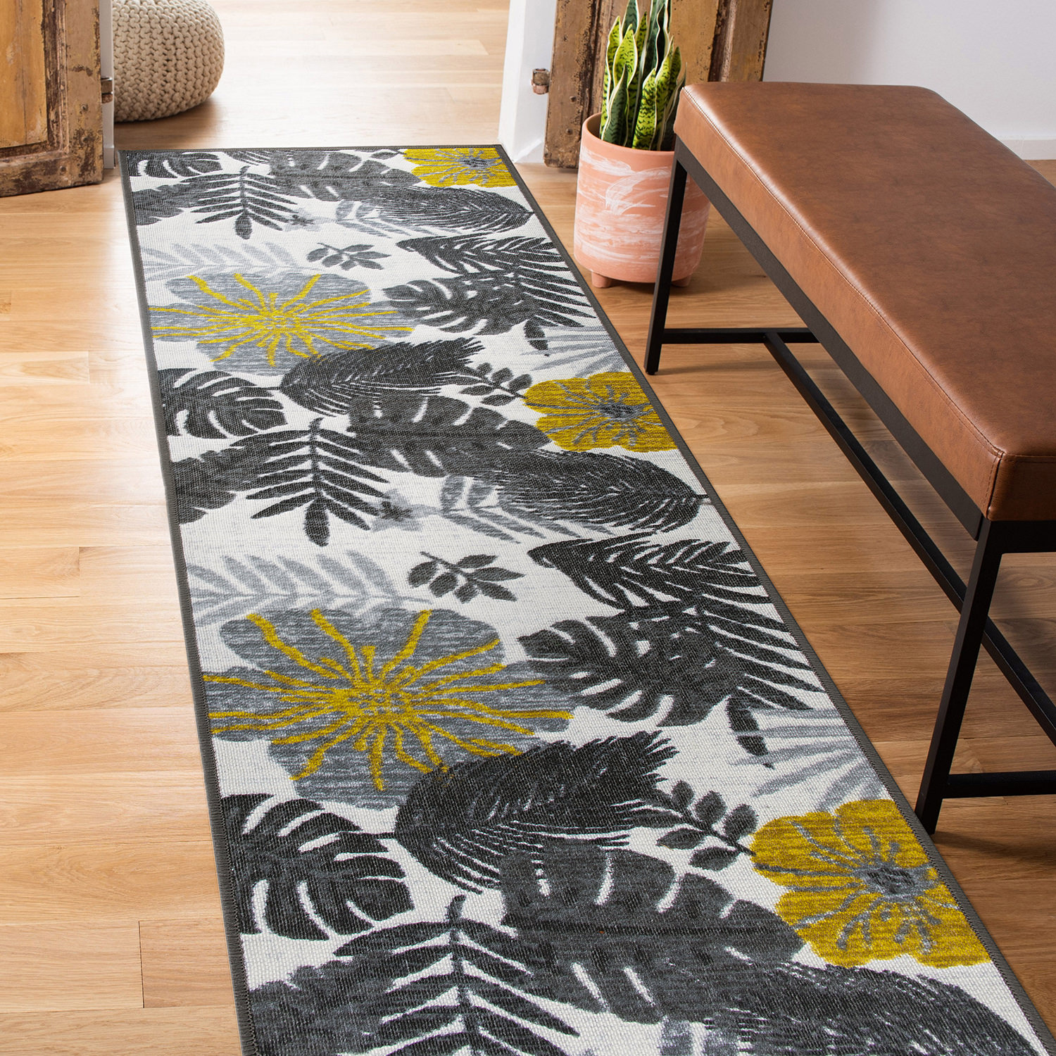 Rugshop Outdoor Carpet Rug Tropical Floral Leaves Indoor Outdoor Rugs Patio Rugs - Picture 13 of 29
