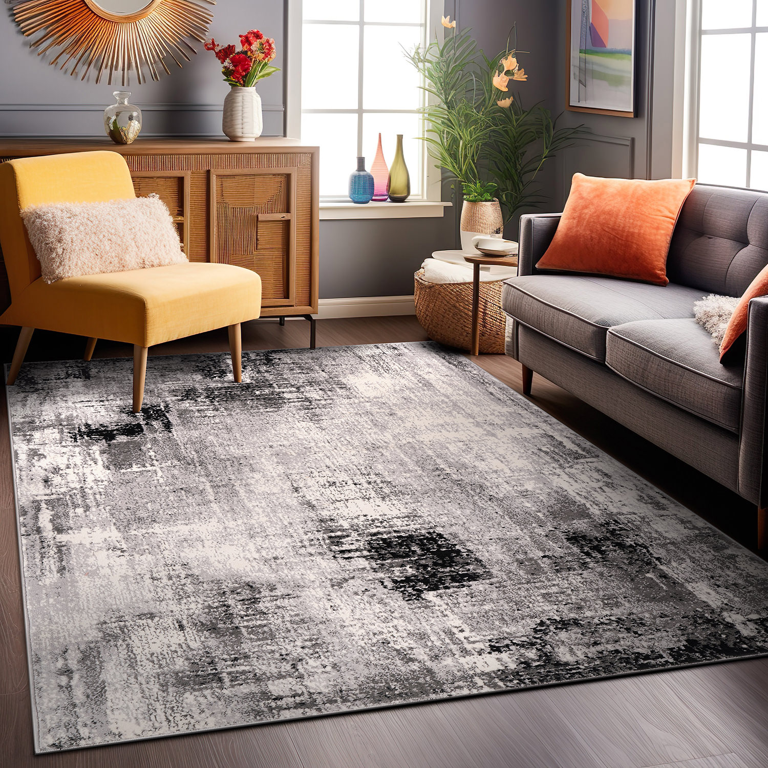 Rugshop Black Rugs Dublin Contemporary Abstract Bedroom Rugs Living Room Rugs