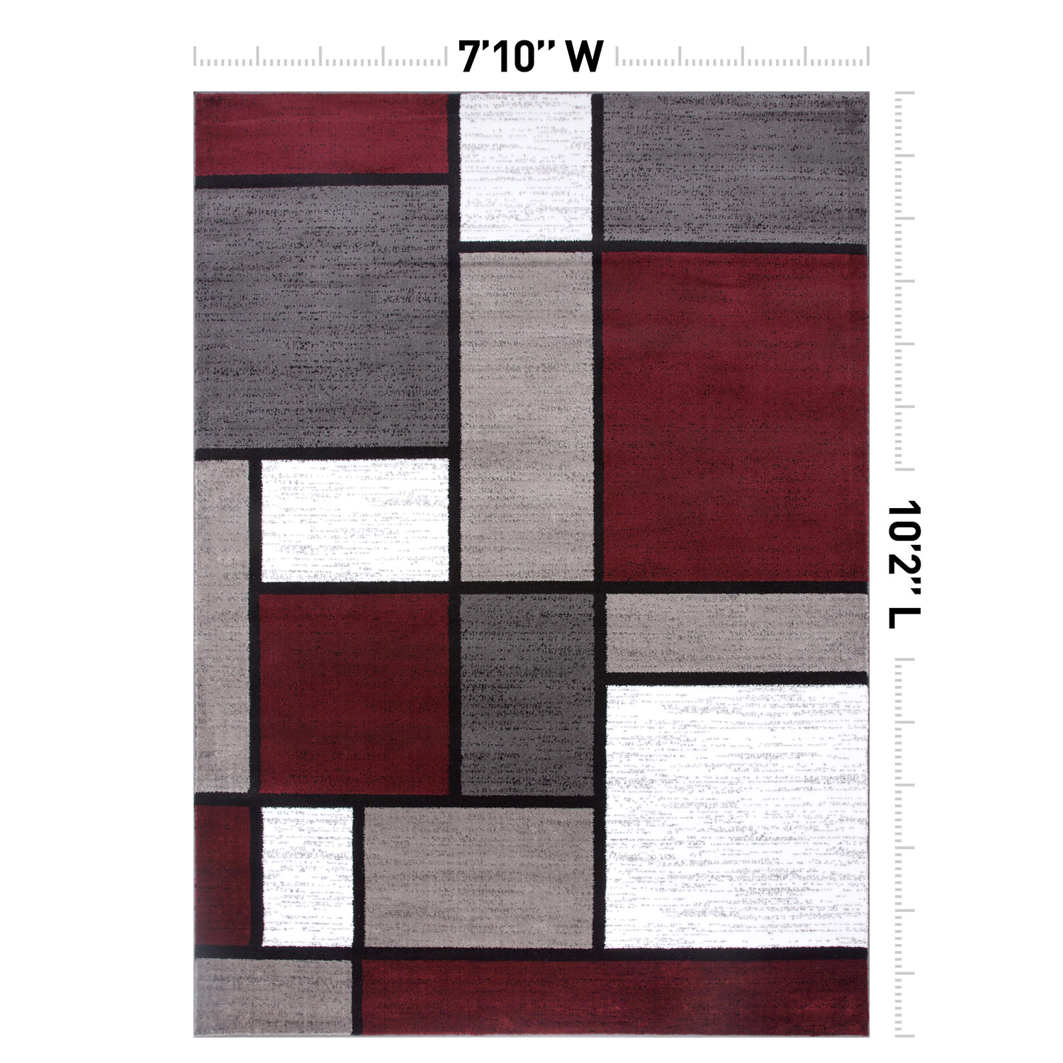 Rugshop Area Rug Contemporary Modern Boxed Color Block Rugs for Living ...