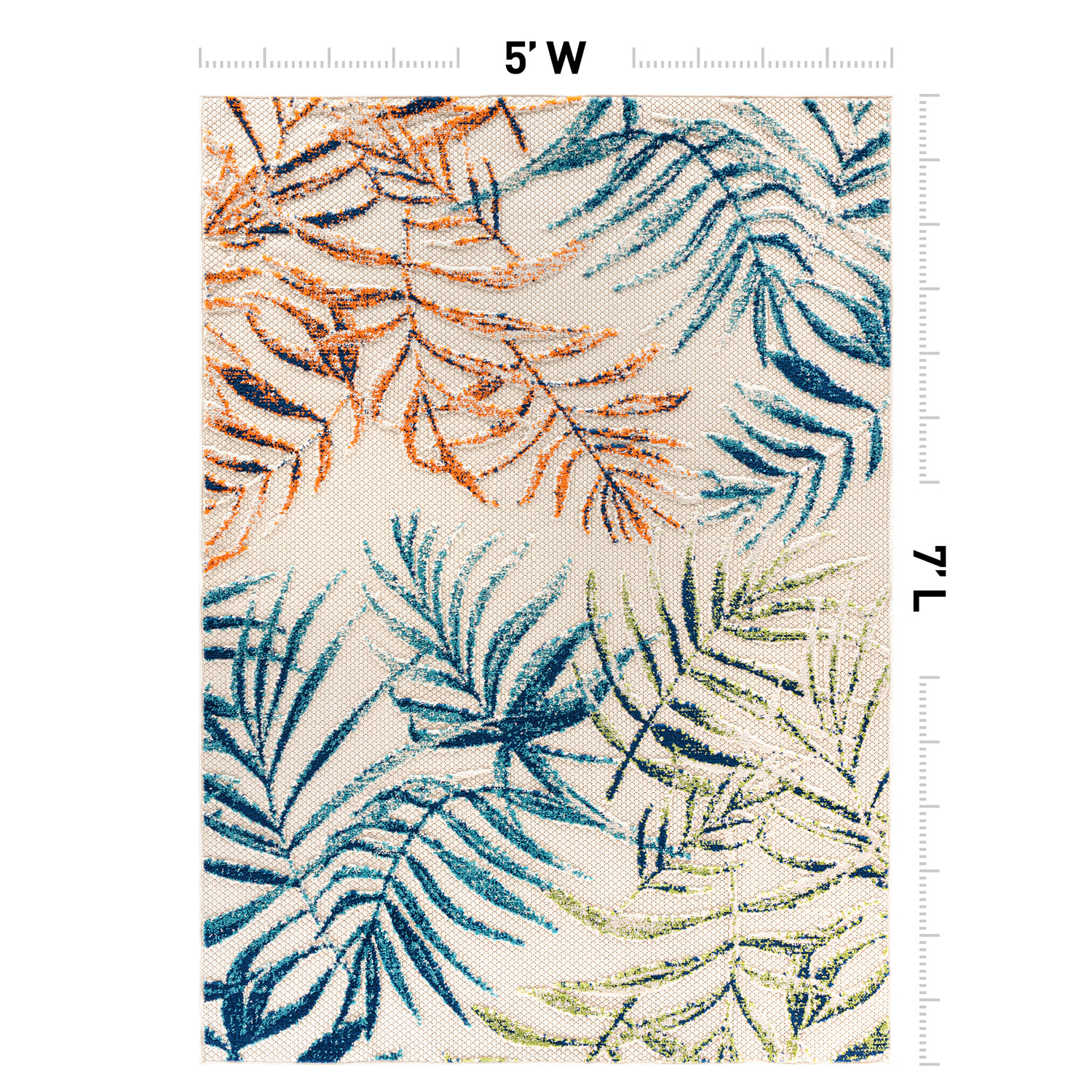 Rugshop Outdoor Rug Bahama Palm Frond Floral Indoor Rug Polypropylene ...