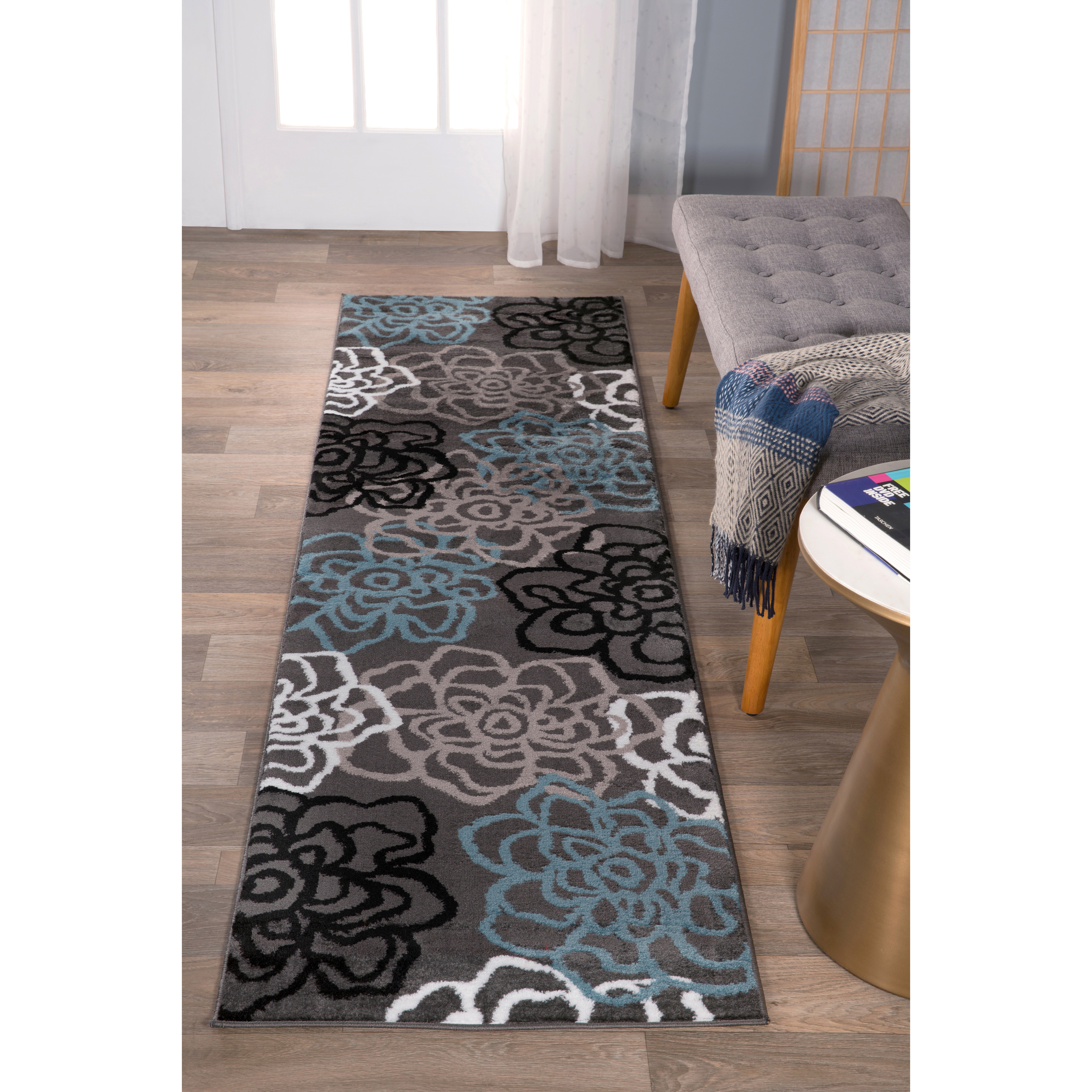 Rugshop Area Rugs Contemporary Modern Floral Flowers Carpets for Living Room New