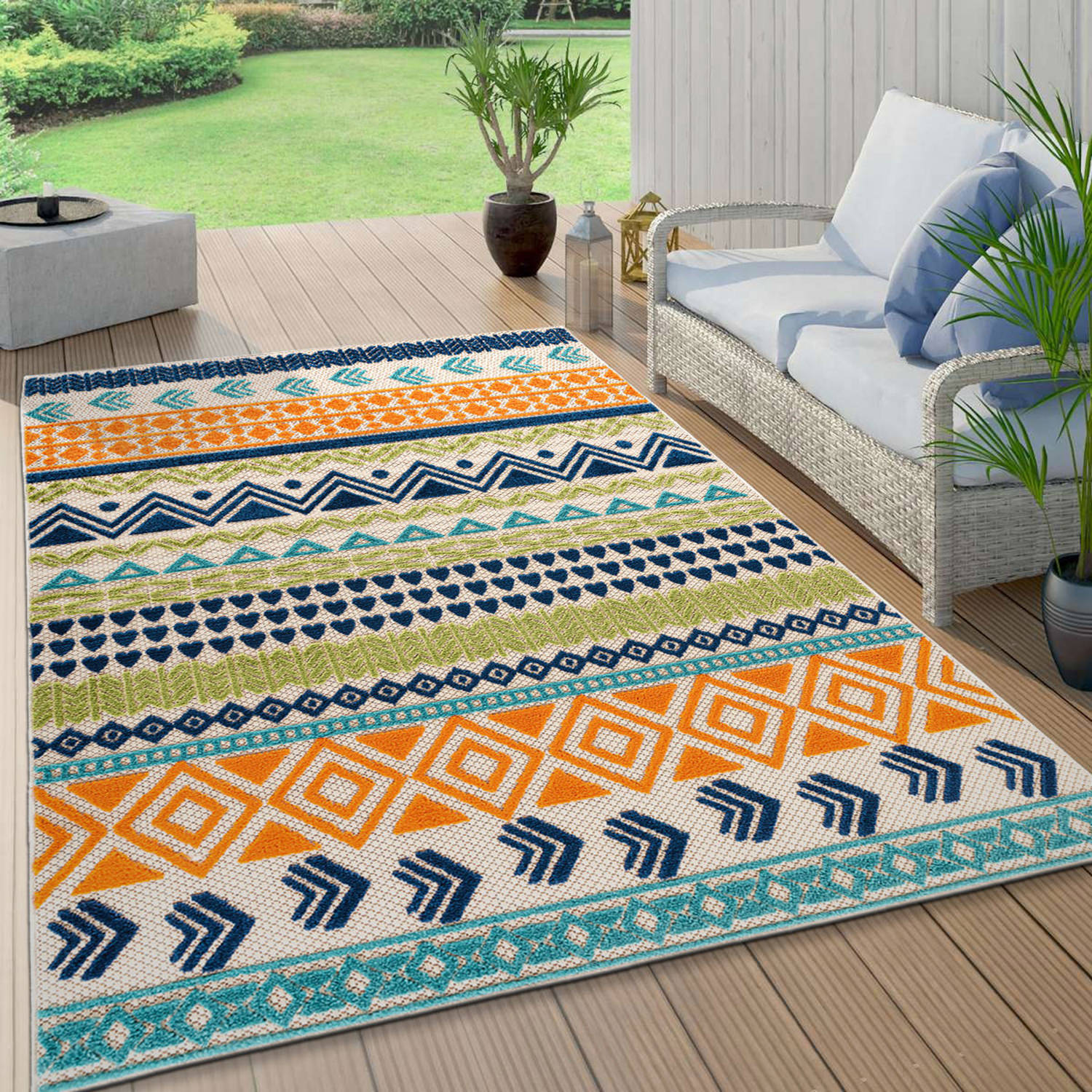Rugshop Outdoor Rug Ronda Contemporary Bohemian Indoor Outdoor Carpet Patio Rugs