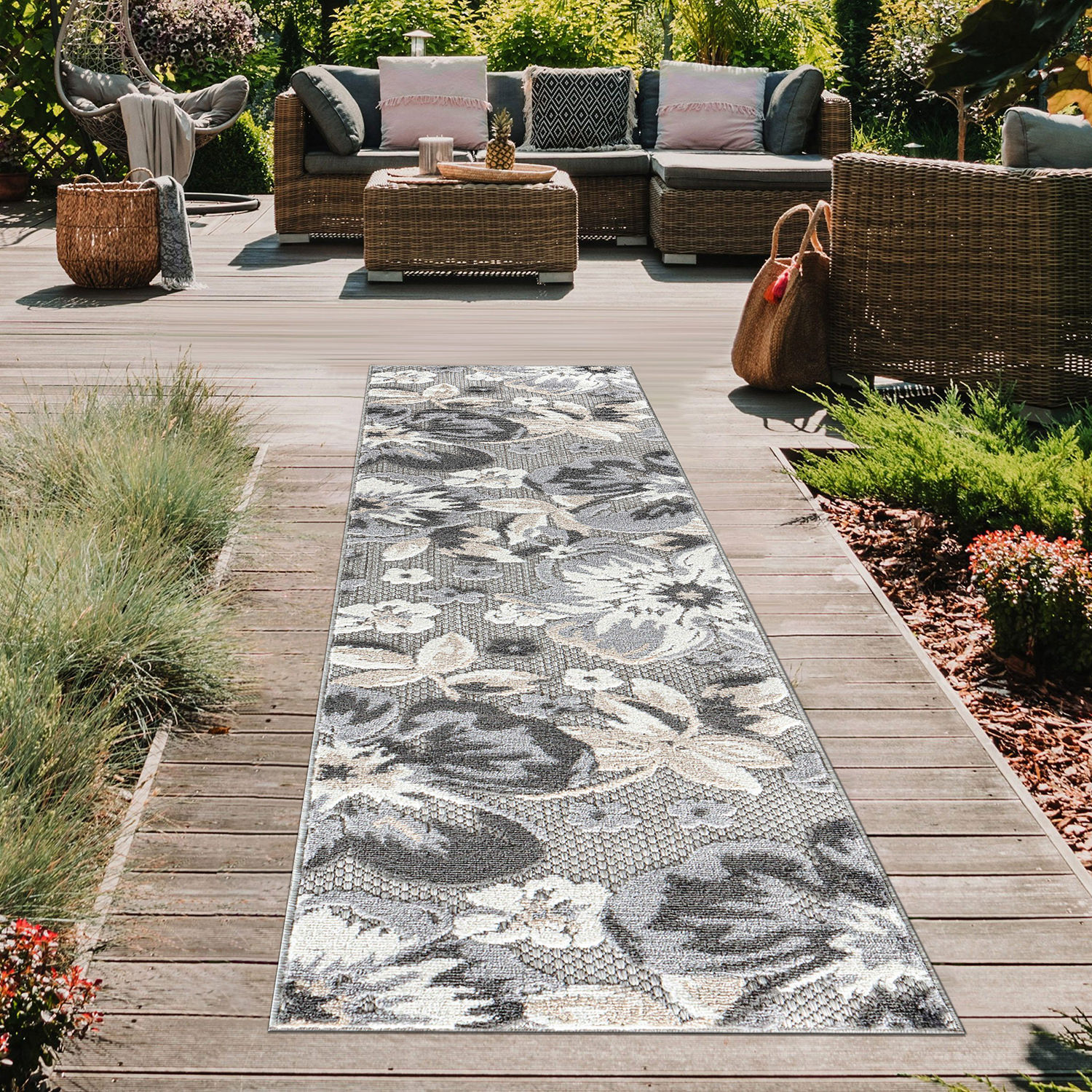 Rugshop Outdoor Rug Bergamo Contemporary Floral Indoor/Outdoor Carpet Porch Rugs
