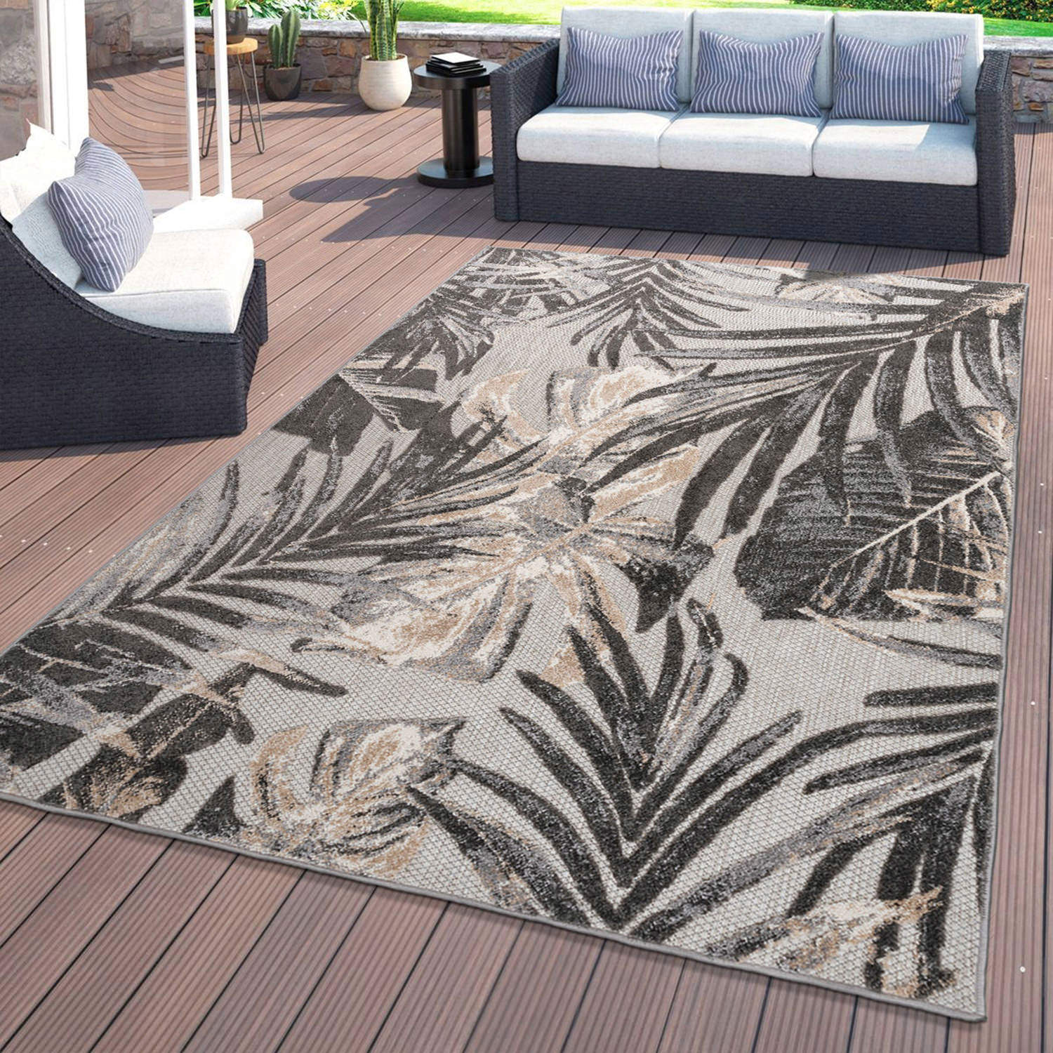 Rugshop Outdoor Rug Floral Leaves Indoor/Outdoor Carpet Large Outdoor Patio Rugs - Picture 9 of 28