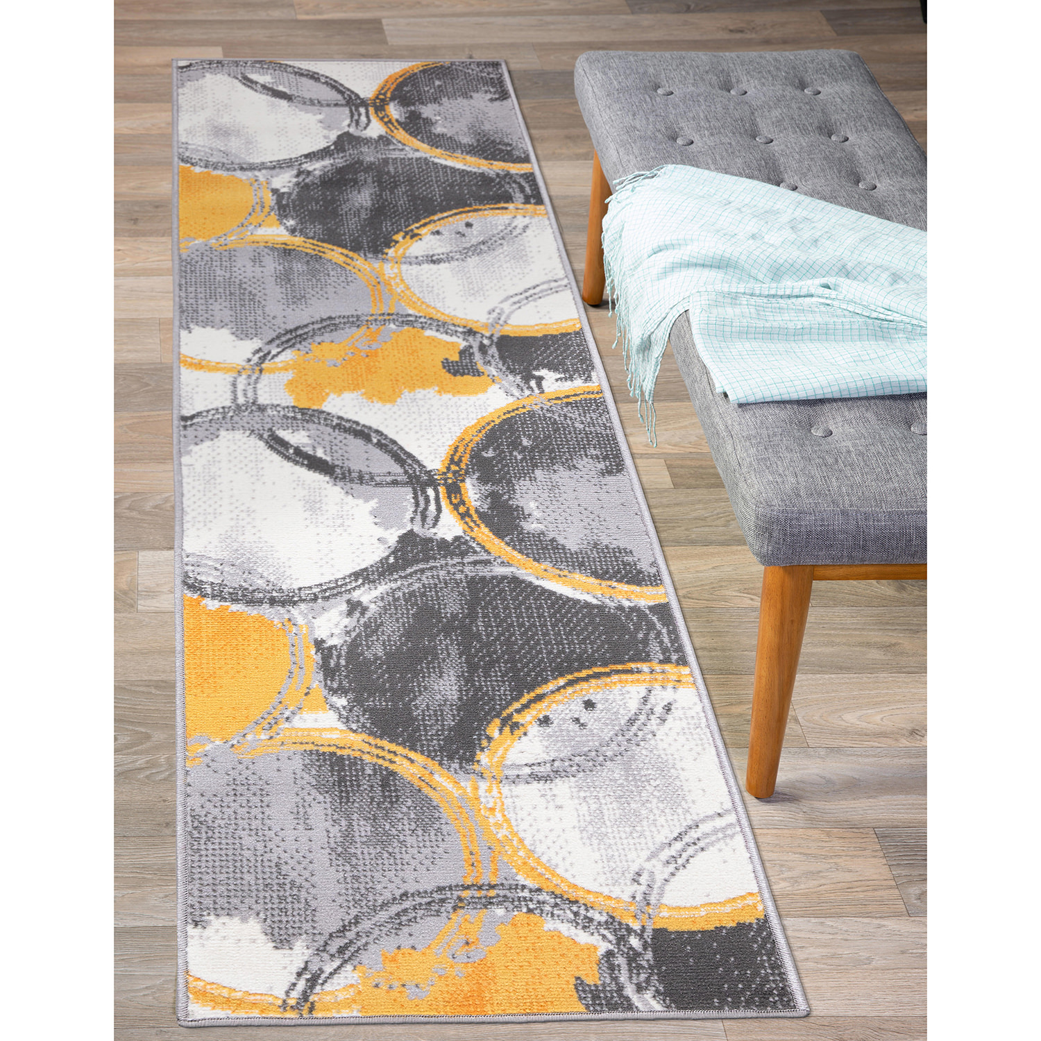 Rugshop Area Rug Contemporary Modern Circles Yellow Living Room Rugs Bedroom Rug
