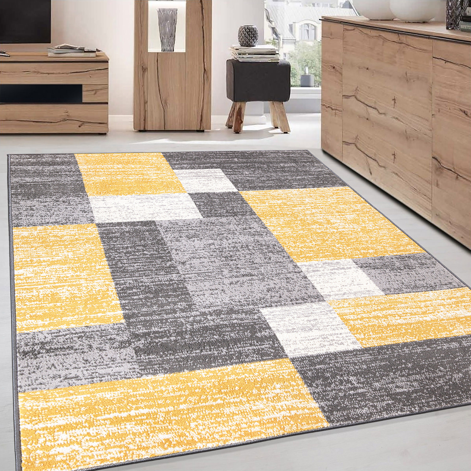 Rugshop Area Rug Modern Geometric Boxes Carpet Rugs for Bedroom Living ...