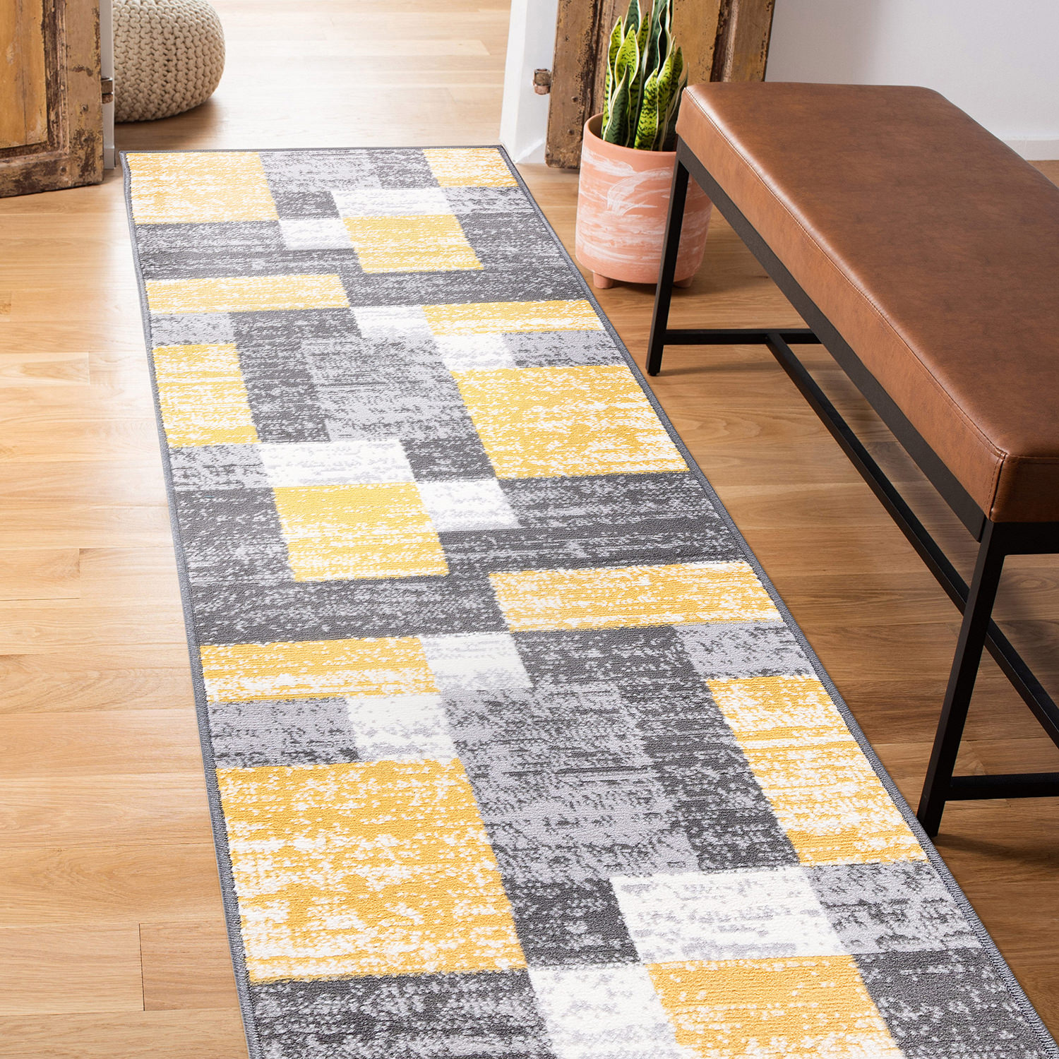 Rugshop Tappeto Runner Design Cerchi Ondulati, Grigio, 60x210 Cm: Un Passaggio Pieno Di Stile! Morbido, Resistente E Facile Da Pulire, Perfetto Per Corridoi E Zone Di Passaggio.