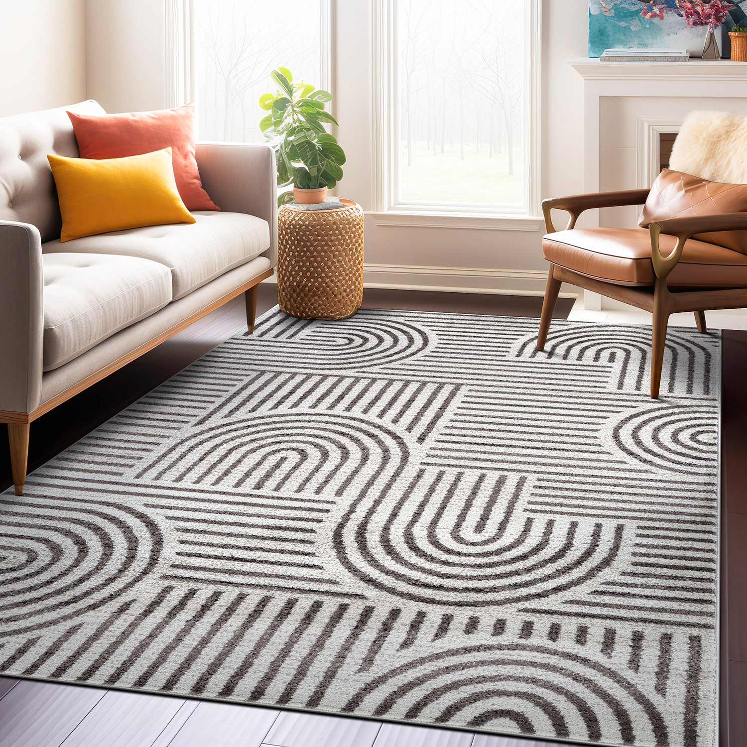 Rugshop Area Carpets Bohemian Stipre Arch Design Rugs for Sale Guest Room Rug