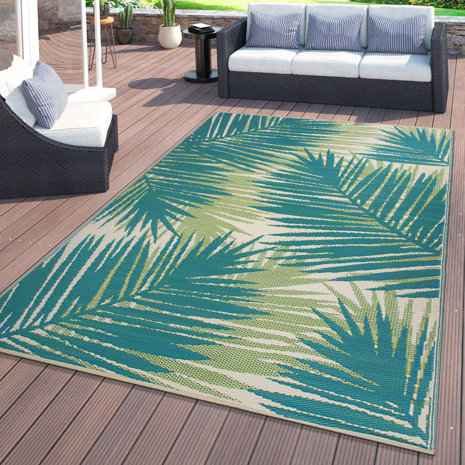 Rugshop Indoor Outdoor Rugs Tropical Floral Reversible Plastic Rugs Patio Rugs