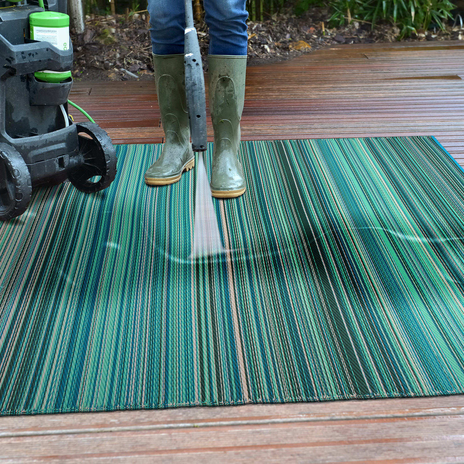 Rugshop Outdoor Carpet Modern Stripe Reversible Plastic Indoor Outdoor Rugs 8x10 - Picture 11 of 54