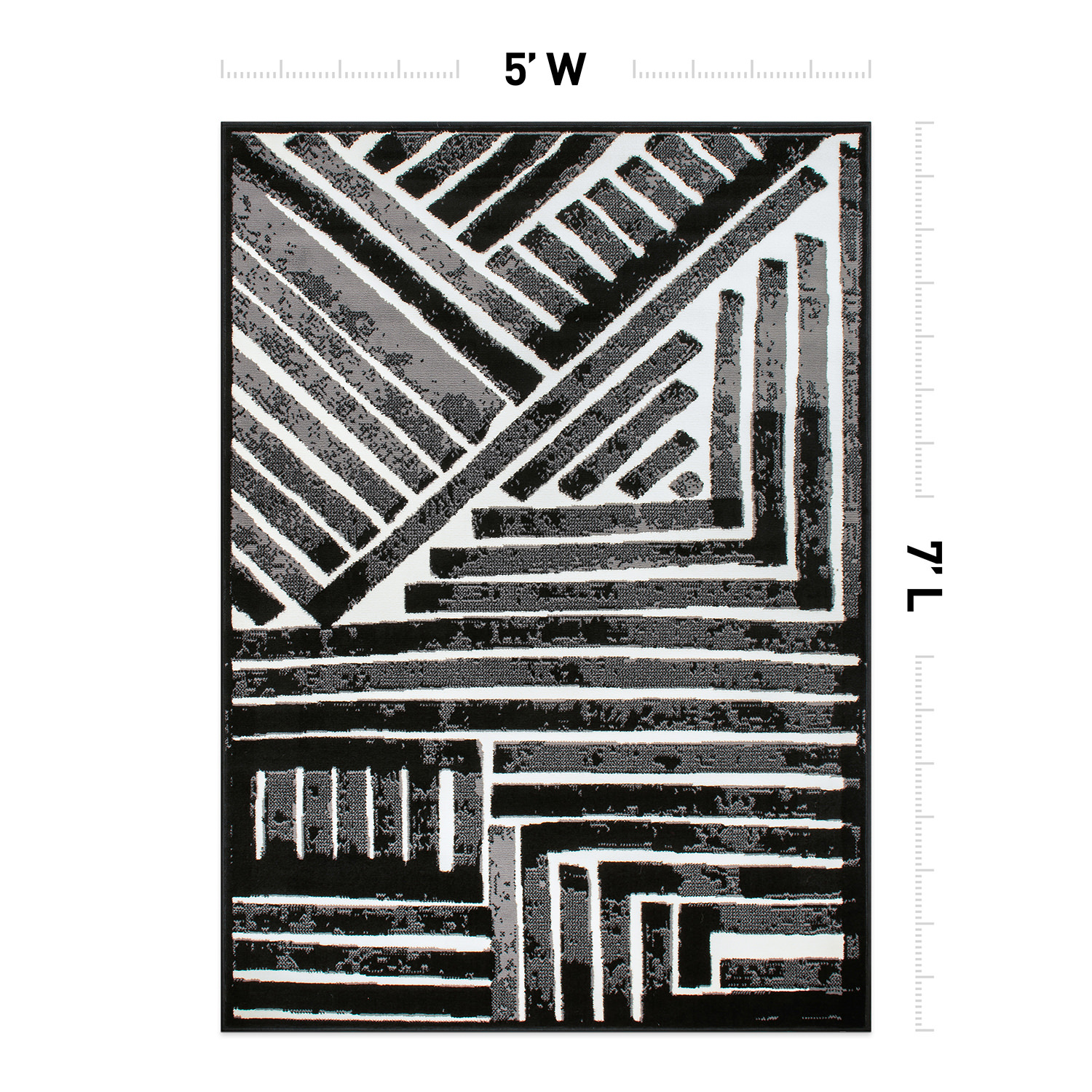 Rugshop Area Carpets Contemporary Stripe Design Area Rug Living Room Rugs Black - Picture 23 of 33