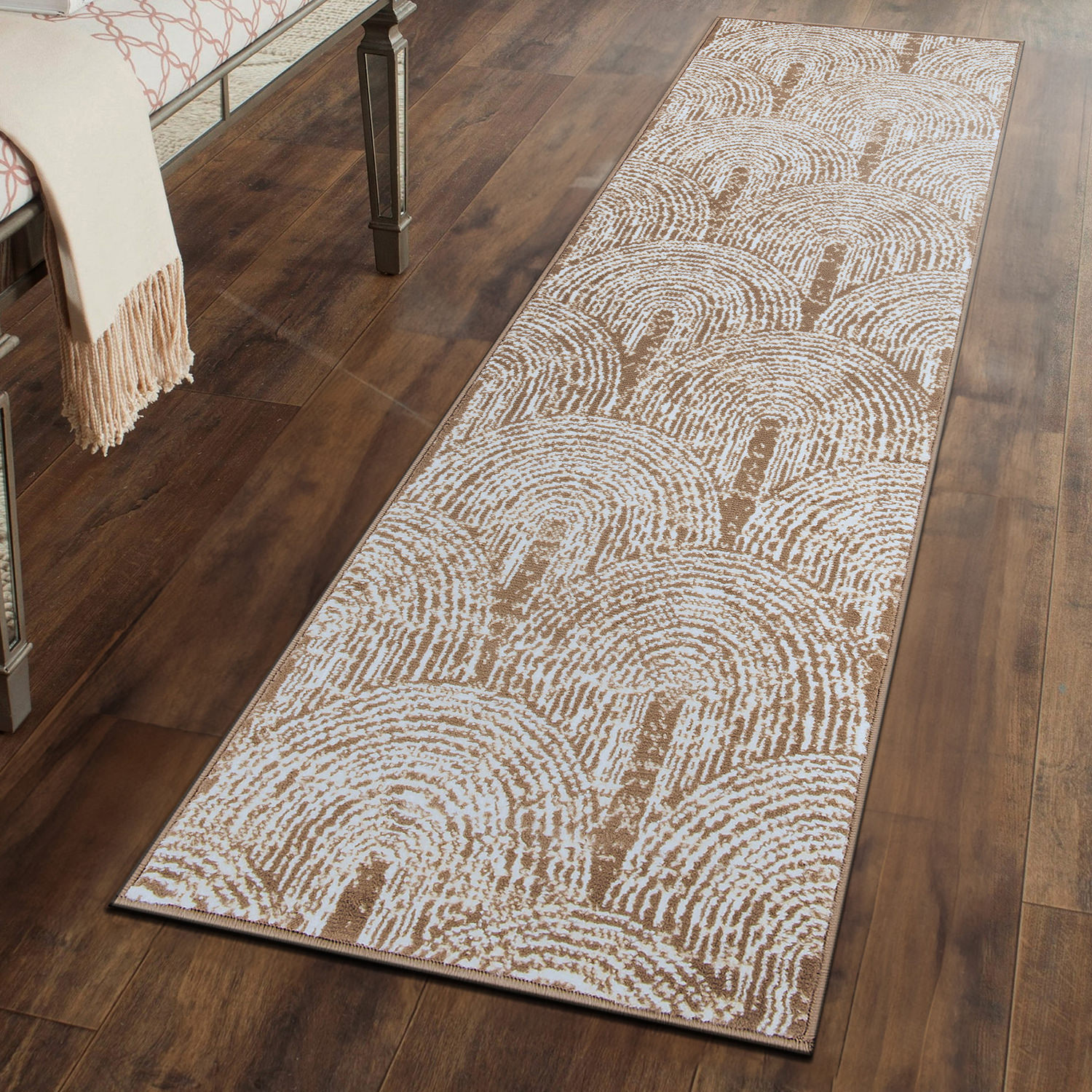 Rugshop Brown Rug Contemporary Bohemian Arch Area Rug Carpet for Living Room New