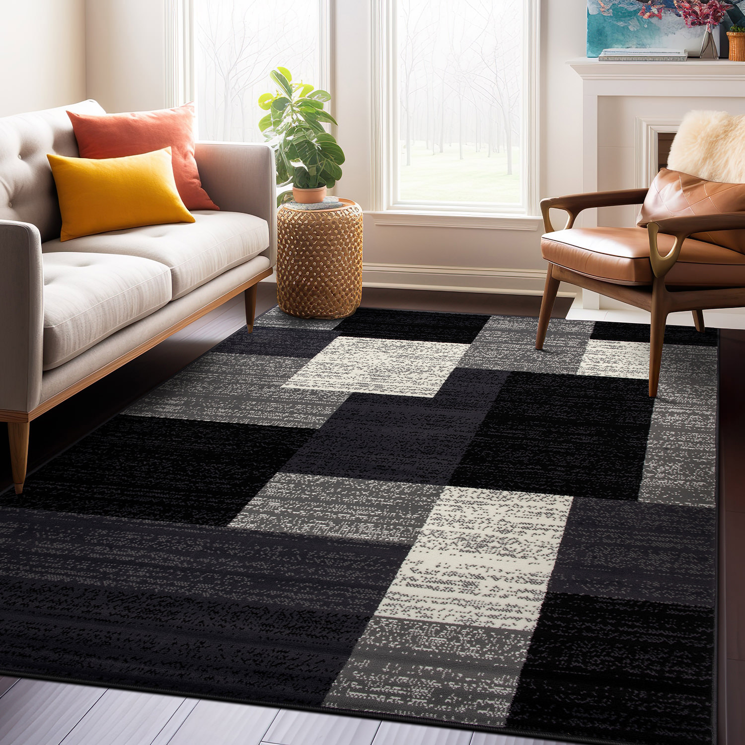 Rugshop Rugs Runners Contemporary Modern Geometric Boxes Carpet