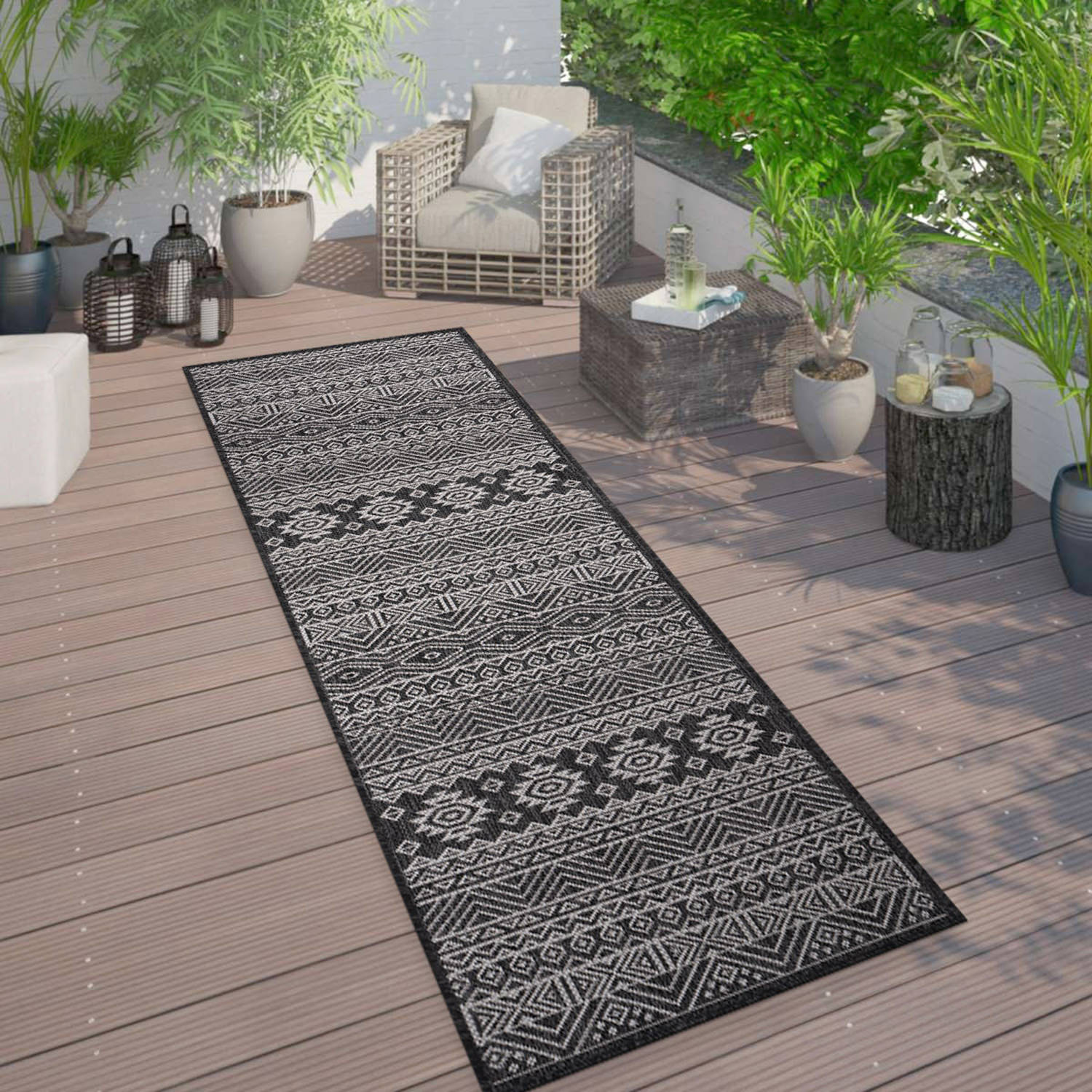 Rugshop Outdoor Rug Distressed Geometric Bohemian Textured Indoor Outdoor Rugs