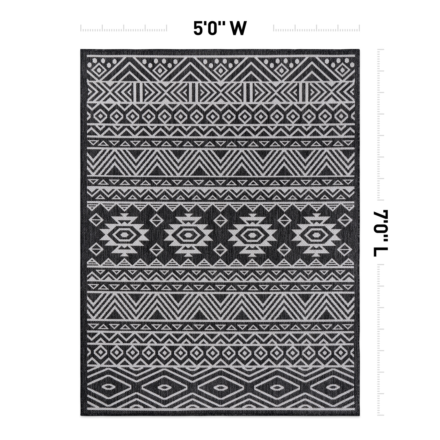 Rugshop Indoor Outdoor Area Rug Distressed Geometric Bohemian Textured ...
