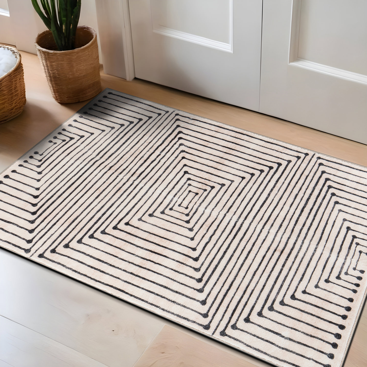 Rugshop Area Carpets Bohemian Stripes Washable Rug Non Slip Area Rug Bedroom Rug
