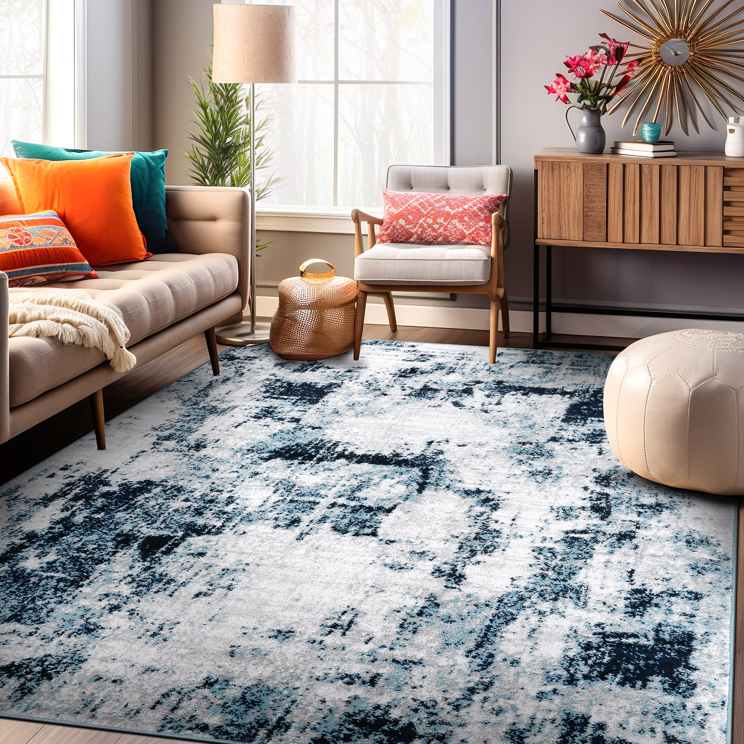 Rugshop Area Rug Contemporary Chic Abstract Design Rugs Carpet for Living Room
