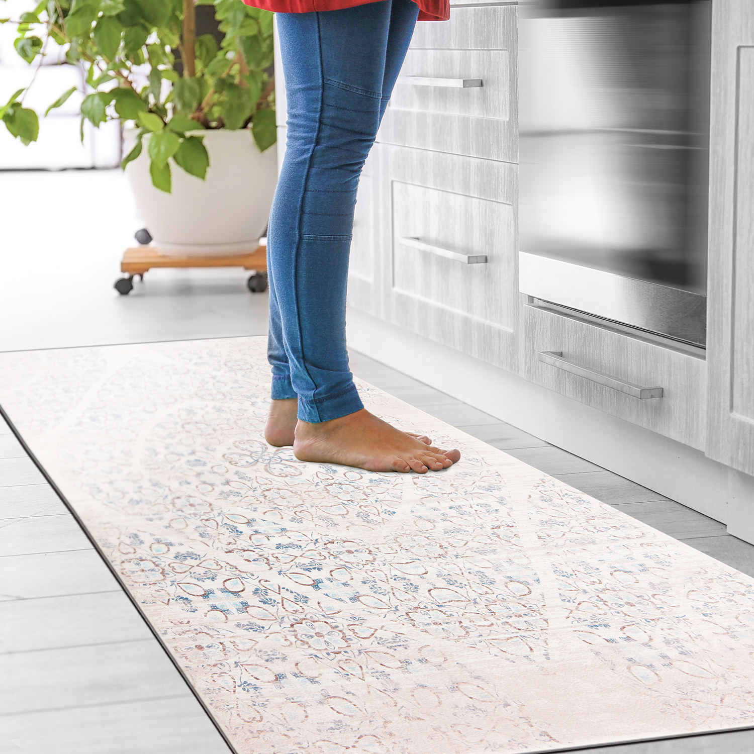 Rugshop Kitchen Mats Distressed Boho Anti-Fatigue Standing Bath Mats Non-Slip - Picture 19 of 20