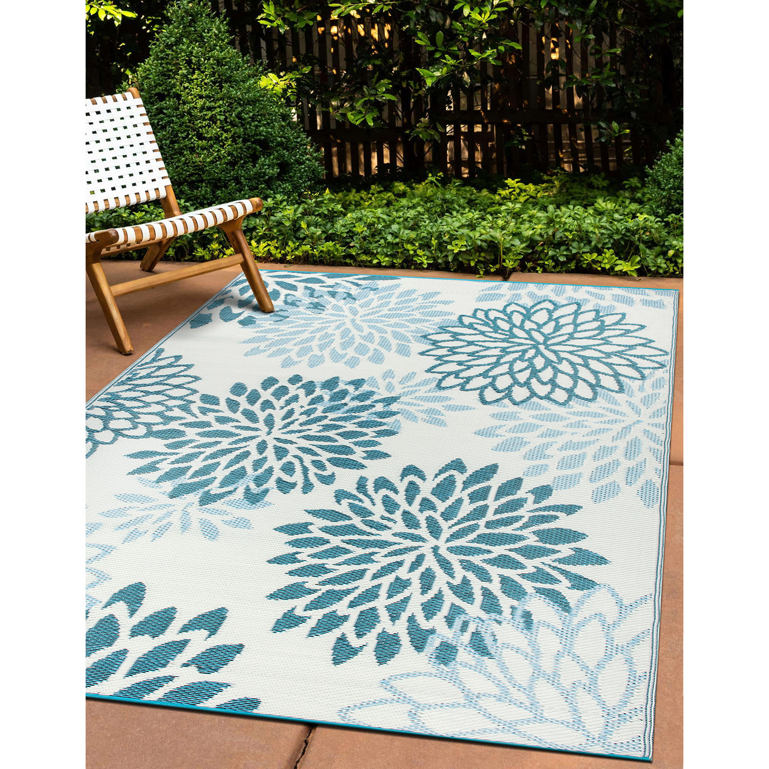 Rugshop Outdoor Rug Modern Floral Aloha Reversible Recycled Plastic Outdoor Rugs