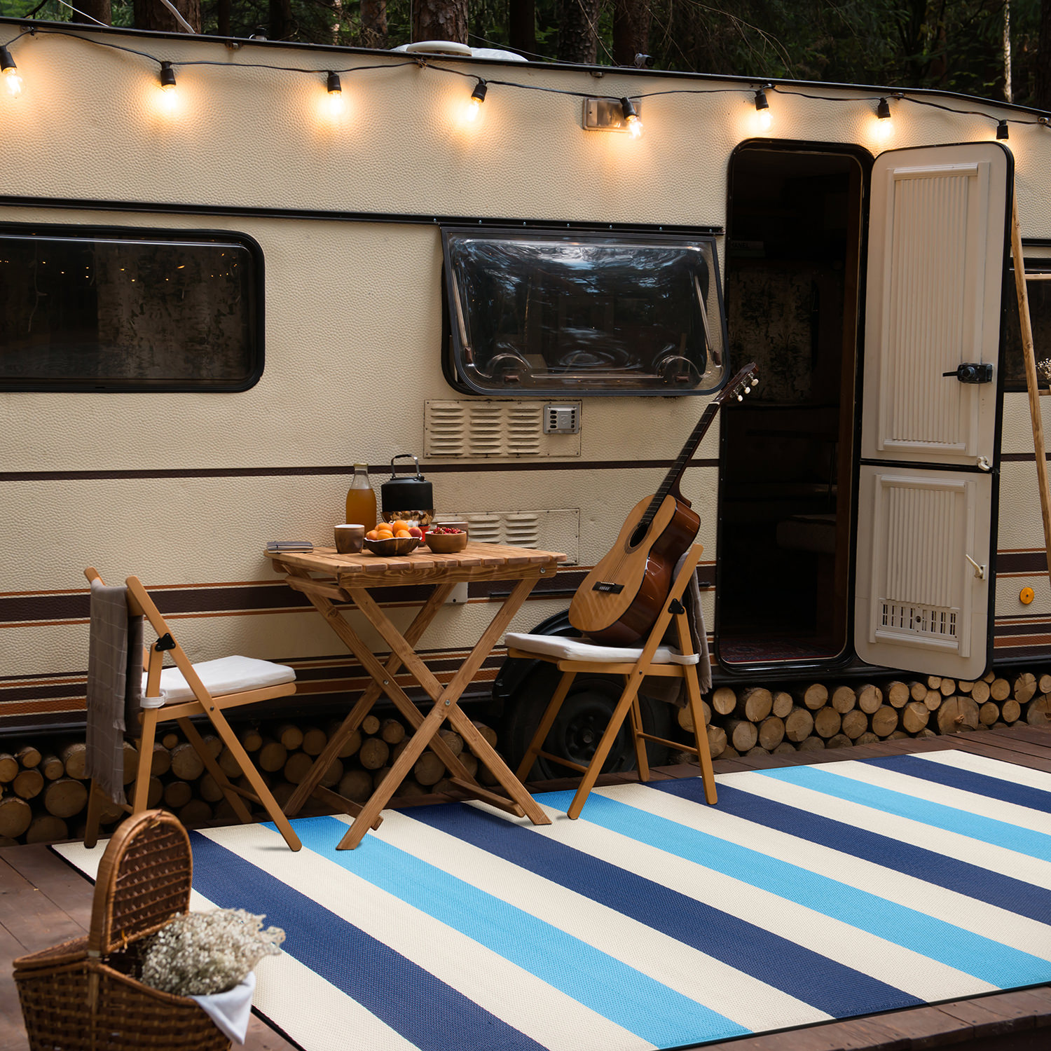 Rugshop Outdoor Carpet Modern Stripe Reversible Recycled Plastic Rug Patio Rugs - Picture 10 of 65