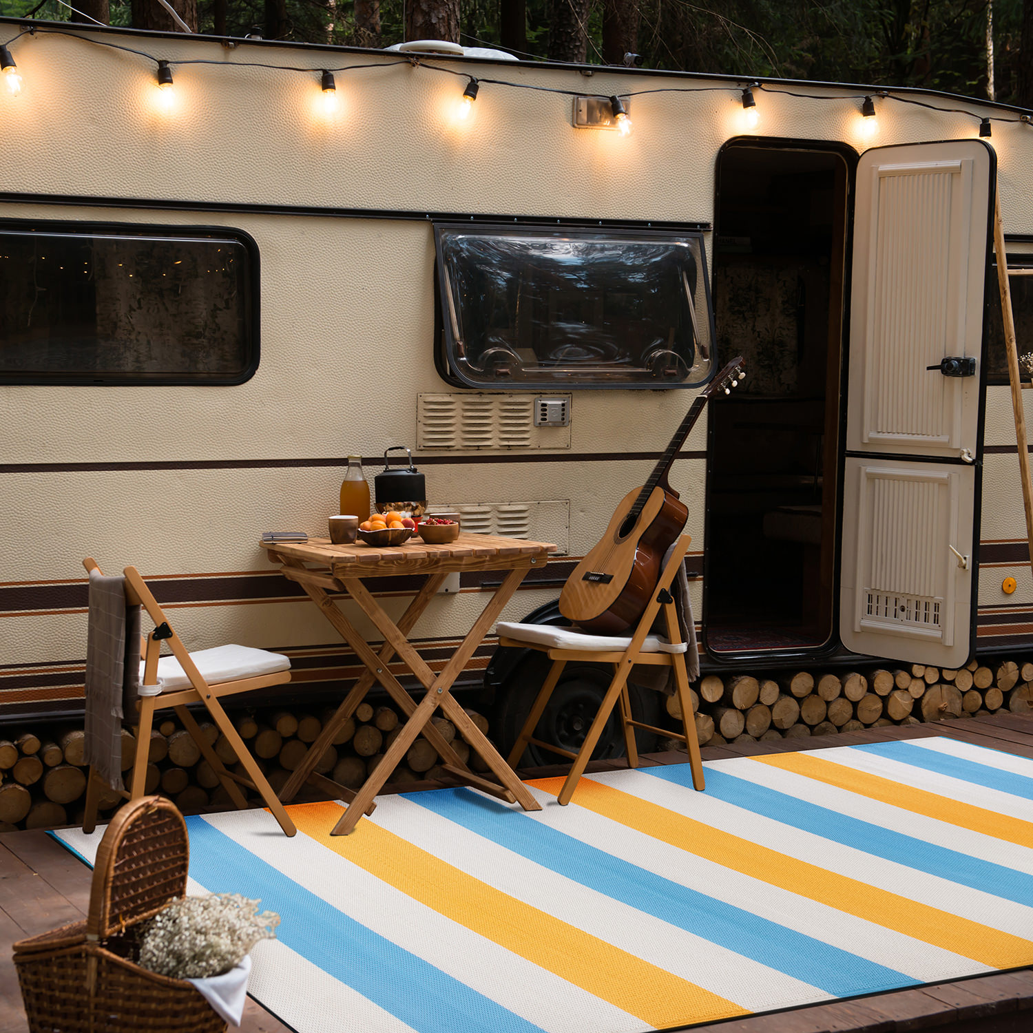 Rugshop Outdoor Carpet Modern Stripe Reversible Recycled Plastic Rug Patio Rugs - Picture 41 of 65