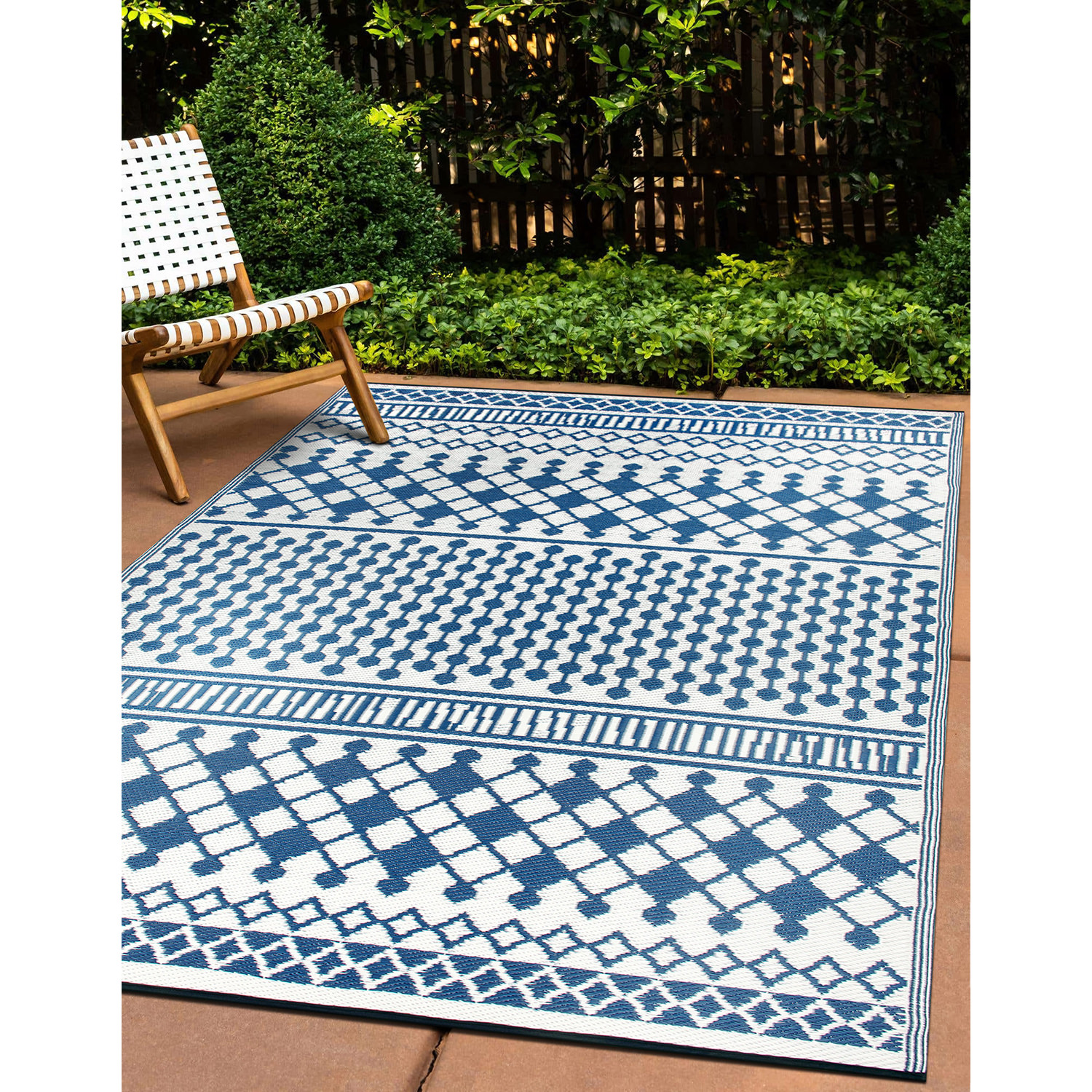 Rugshop Outdoor Rugs Bohemian Geometric Reversible Recycled Plastic Outdoor Rug