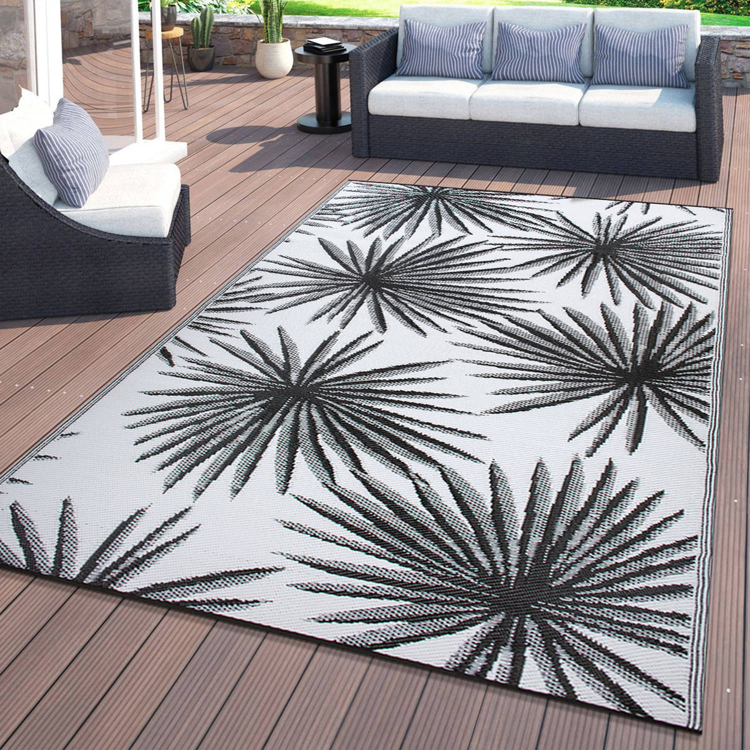 Rugshop Outdoor Rug Stripe Shade Reversible Plastic Patio Outdoor Rugs for Porch - Picture 17 of 120