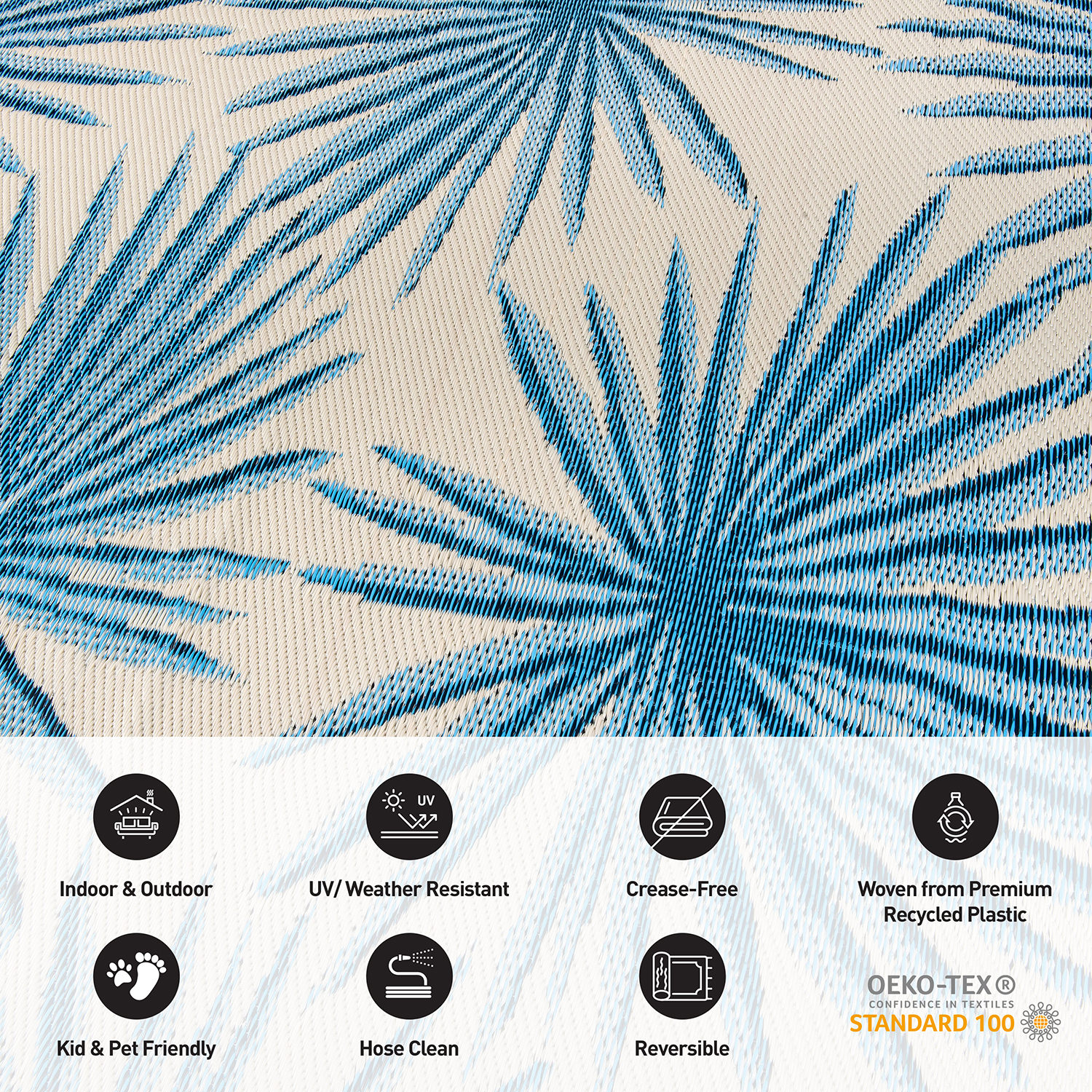 Rugshop Outdoor Rug Stripe Shade Reversible Plastic Patio Outdoor Rugs for Porch - Picture 46 of 120