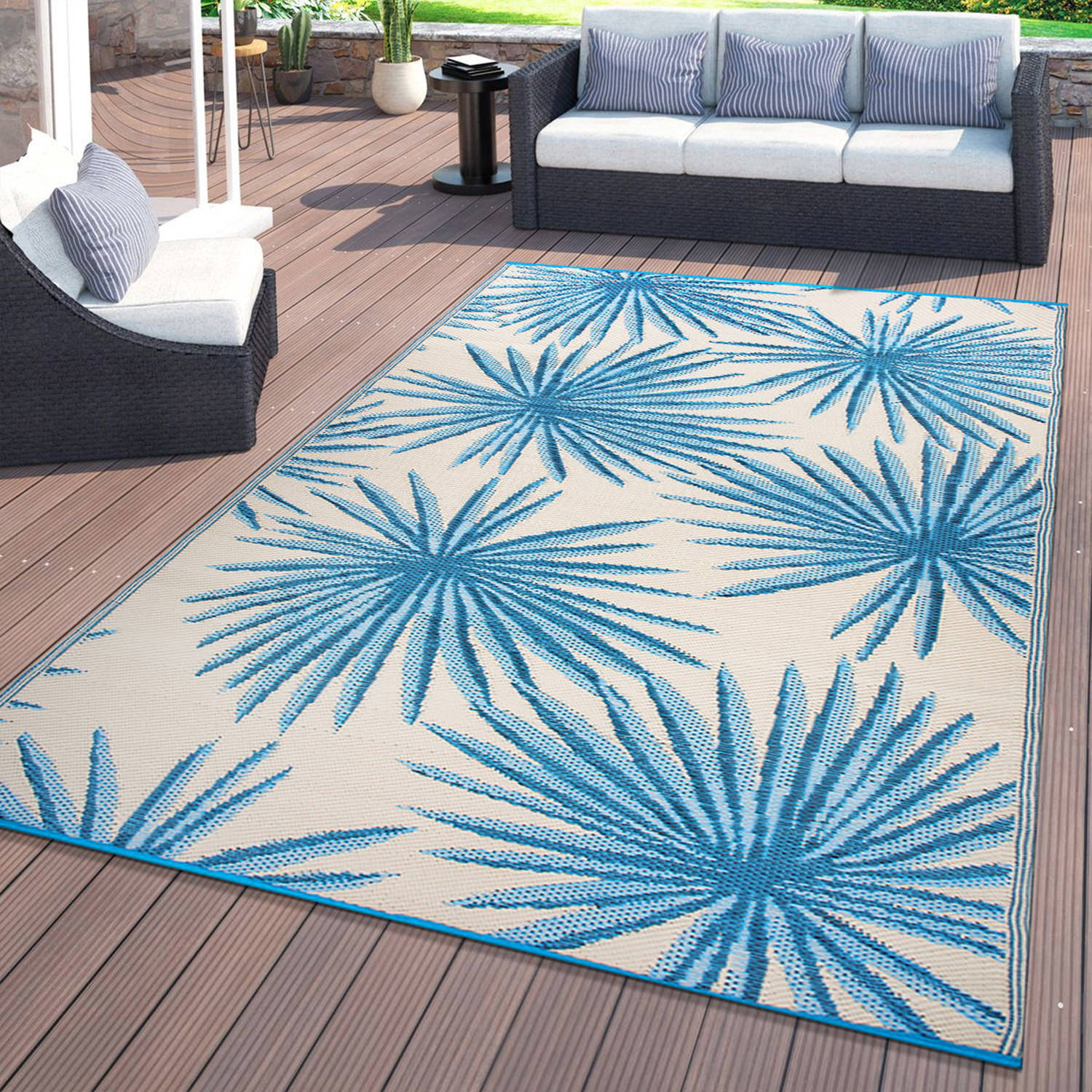 Rugshop Outdoor Rug Stripe Shade Reversible Plastic Patio Outdoor Rugs for Porch - Picture 50 of 120