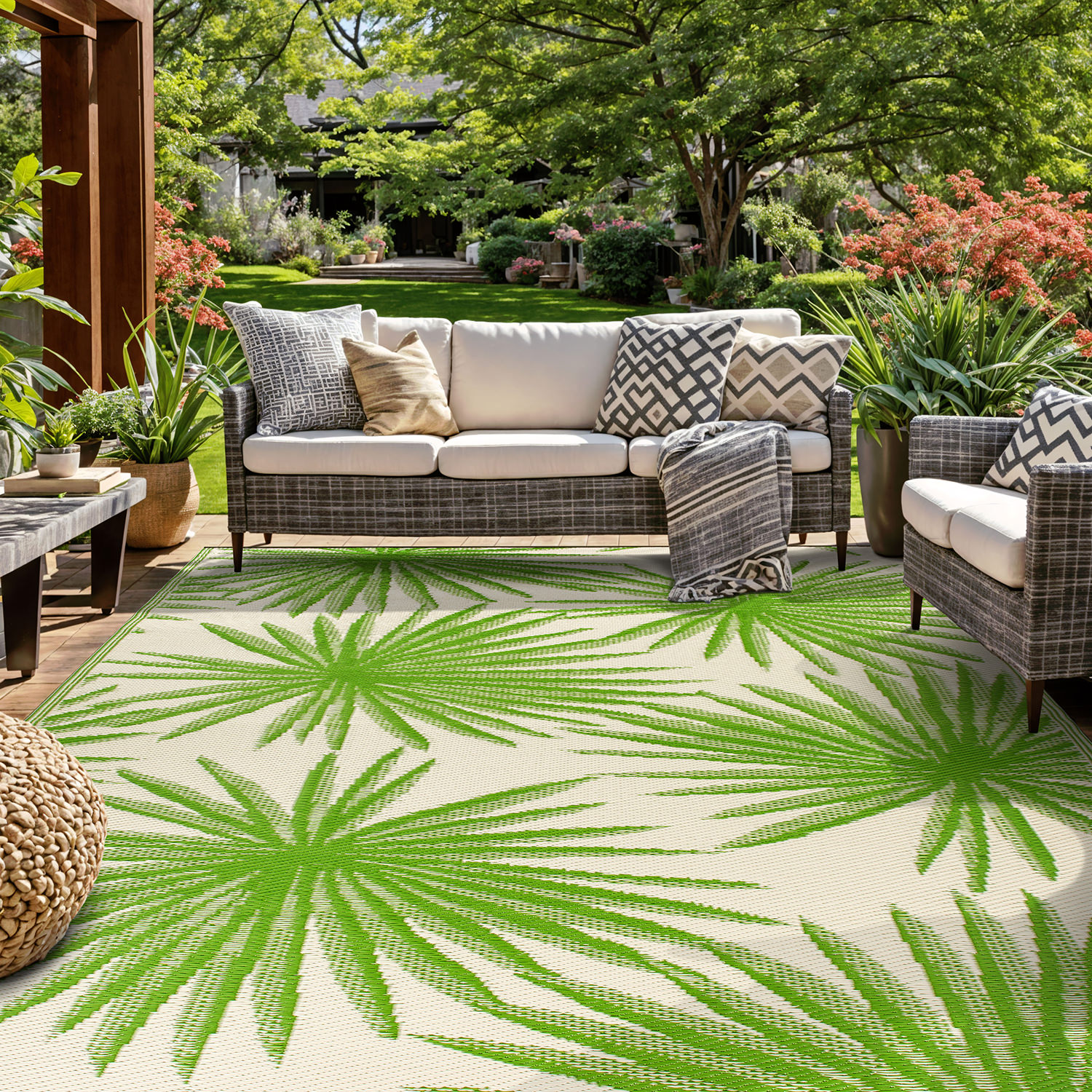 Rugshop Outdoor Rug Stripe Shade Reversible Plastic Patio Outdoor Rugs for Porch - Picture 82 of 120