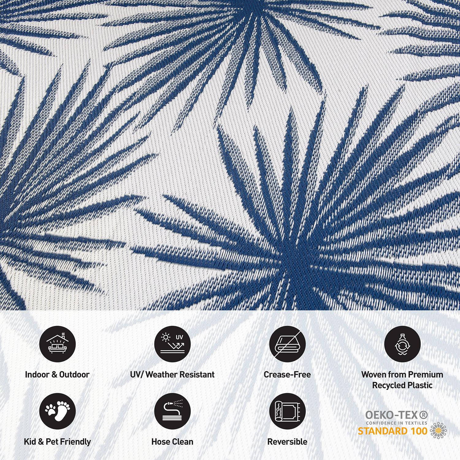 Rugshop Outdoor Rug Stripe Shade Reversible Plastic Patio Outdoor Rugs for Porch - Picture 93 of 120