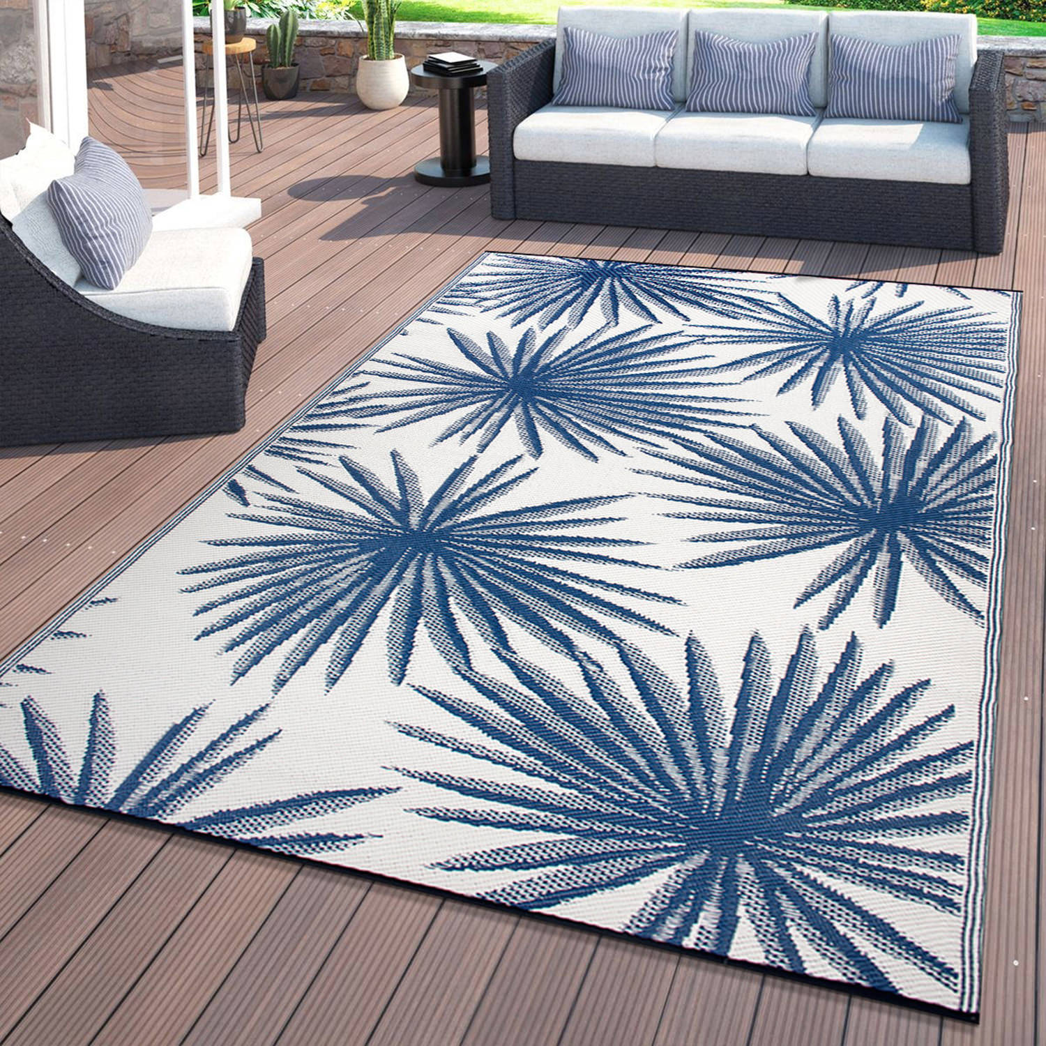 Rugshop Outdoor Rug Stripe Shade Reversible Plastic Patio Outdoor Rugs for Porch - Picture 97 of 120