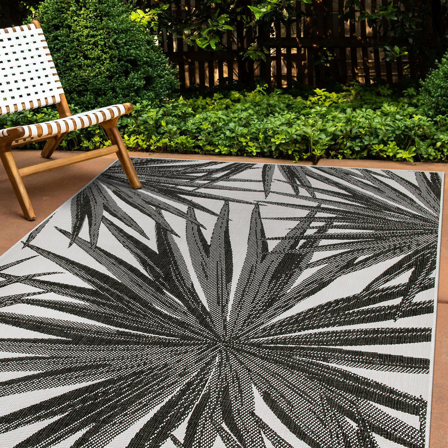 Rugshop Outdoor Rug Tropical Leaves Reversible Indoor Outdoor Carpet Deck Rugs