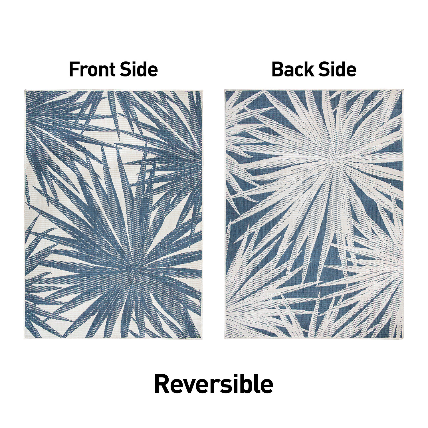 Rugshop Out Door Rugs Tropical Leaves Reversible Indoor Outdoor Carpet Blue Rugs - Picture 12 of 30